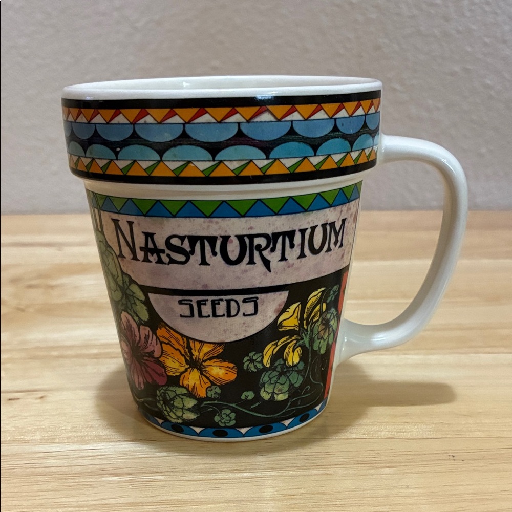 Nasturtium Seeds floral ceramic Mug with Floral Design by Giftcraft